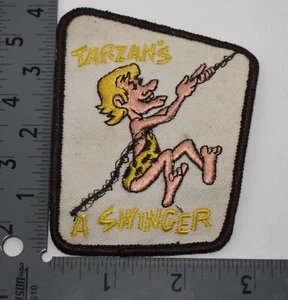 VINTAGE RETRO TARZANS A SWINGER RISQUE SEXUAL SEXY JACKET MOTORCYCLE BIKER PATCH - Picture 1 of 1