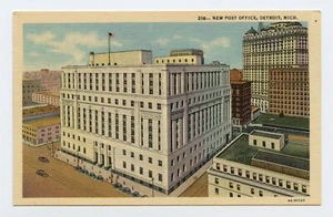 New Post Office, Detroit, Michigan Color Linen Postcard - Picture 1 of 2