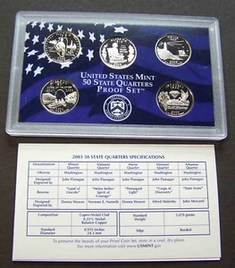2003-S Proof State Quarters Set - sehr schöner Satz - Bild 1 von 2