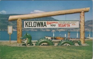 Ogopogo Okanagan Lake Monster Kelowna BC Canada Regatta Sign postcard KP1 - Picture 1 of 2