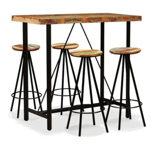 vidaXL Bar Set 5 Pieces Solid Wood Reclaimed - Picture 1 of 13