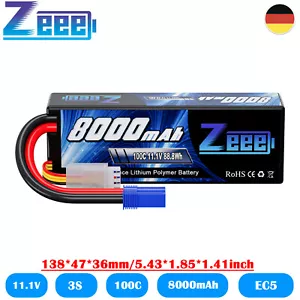 Zeee 3S Lipo Akku Batterie 11,1V 8000mAh 100C mit EC5 für RC Truck LKW Hardcase - Bild 1 von 9