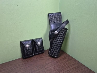 VTG Don Hume Leather Holster W/ Double Mag Carrier Read - Imagem 1 de 4