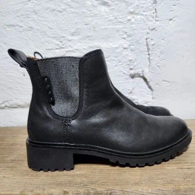 Cobb Hill Waterproof Leather Ankle Boots Women's Size 7 M Black Casual Lug Sole - Image 1 of 4