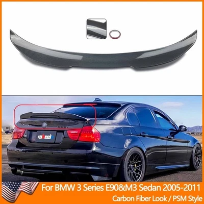 FITS 2006-11 BMW E90 3 SERIES 328I 335I REAR SPOILER TRUNK CARBON LOOK PSM STYLE Foto 1 de 4