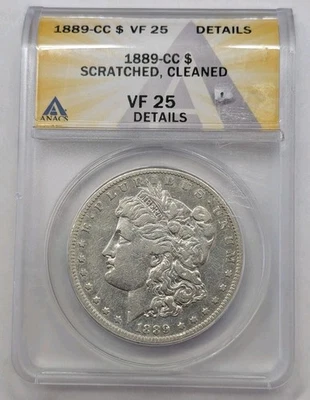 Dólar de plata Morgan 1889-CC. FECHA CLAVE. Detalles ANACS VF25. Carson City Mint Foto 1 de 4