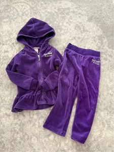 Vintage Y2K 90s Juicy Couture Girls Gr. 2T Bling Heart Track Set Purple Velour - Bild 1 von 8