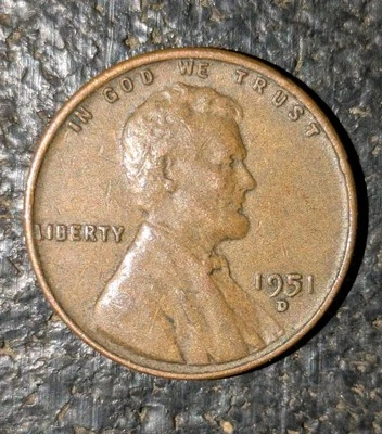 1951-D 1c Wheat Cent Rpm D/D Repunched Mint Mark Tilted Rotated Extra Fine  - Image 1 of 4