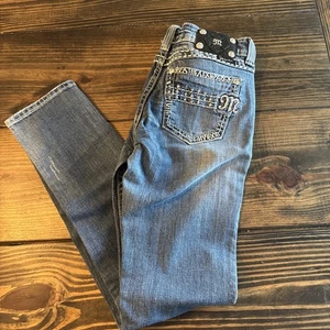Miss Me Jeans Womens Sz. 29x33 Skinny Dark Wash Western - Picture 1 of 8