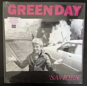 GREEN DAY SAVIORS HOT PINK/ BLACK SPLIT VINYL LP LIMITED W/ POSTER SEALED MINT - Picture 1 of 2