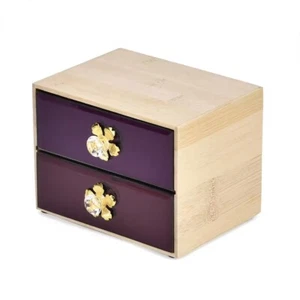 New In Box Red Bamboo and Glass Jewelry Box - Picture 1 of 7