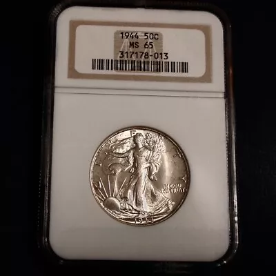 1944 Walking Liberty Half Dollar  NGC MS65 - A Brilliant Mint State Coin cd - Image 1 of 2