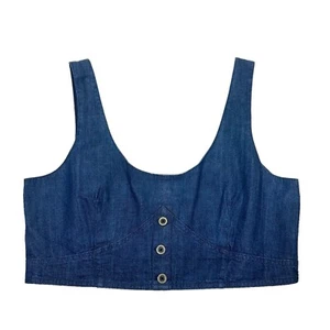 NWT Banana Republic Cropped Blue Denim Corset Top Size 14 Western Rodeo Cowgirl - Picture 1 of 8