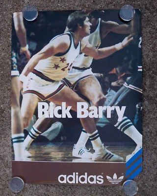 Vintage 1970's Rick Barry Adidas Rare Basketball Sports Poster 24" x 32" - Image 1 of 4