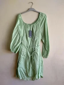 Country Road Asymmetric Relaxed Mini Dress, Aloe Green Size 12, M, BNWT, RRP$199 - Picture 1 of 10