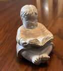Isabel Bloom Retired Signed Girl Sitting Reading Book Figurine 3.50" Concrete