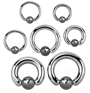 PAIR Natural Hematite Bead Surgical Steel Captive Bead Ring Labret Ear Septum - Picture 1 of 3