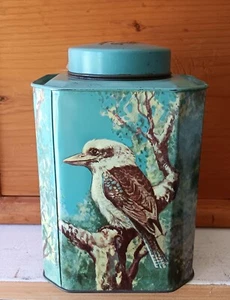 BUSHELLS VINTAGE TEA TIN AUSTRALIAN ANIMALS KANGAROO EMU KOALA KOOKABURR - Picture 1 of 9