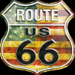 US ROUTE 66 BANDIERA AMERICANA 12 X 12" SCUDO METALLO LATTA GOFFRATA INSEGNA AUTOSTRADA GARAGE - Foto 1 di 5