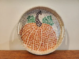 Vintage Pier 1 Mosaic Pumpkin Tray, Fall Pumpkin Tray, Halloween Tray - Picture 1 of 10