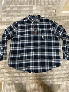 Camisa Van Heusen Flex Elastizada Suave Tacto Abotonada Mar Azul Marino Cuadros 2XL NUEVA CON ETIQUETAS - Imagen 1 de 13