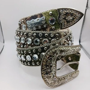 BHW Studded Rhinestone Buckle Belt Size 42 Large Western Cowboy Rodeo - Picture 1 of 14