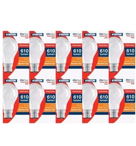 10 x Status 60W Pearl GLS Light Bulb BC/ Bayonet Cap Dimmable - Picture 1 of 2