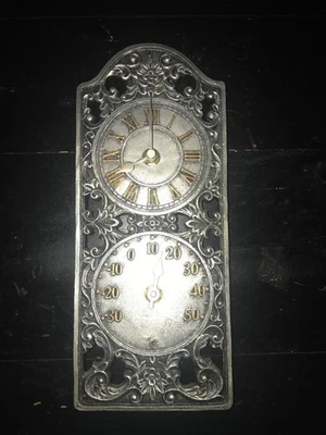 Westminster Wall Clock & Thermometer - Polyresin - Indoor or Outdoor Use - Image 1 of 4