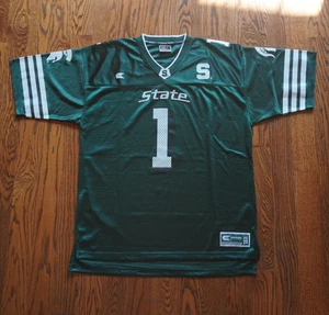 Vintage Michigan State Football Jersey Colosseum Green White 2000's #1 - Picture 1 of 10