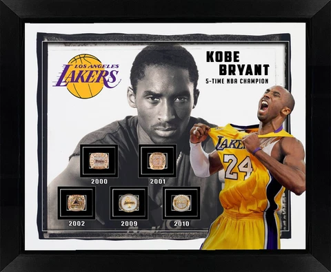 Kobe Bryant Lakers Championship Rings Framed Collage Masterpiece Wallart Cover