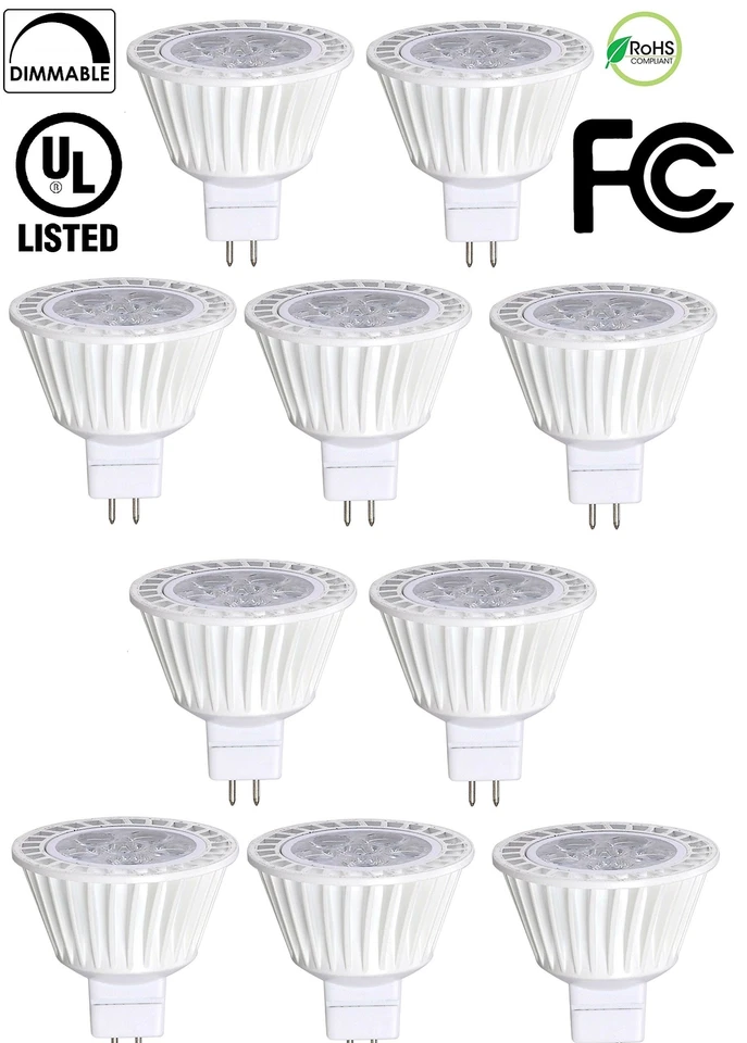 10 Pk Bioluz LED MR16 LED Bulb Dimmable 7 Watt 12V AC/DC 50W Halogen Replacement - Image 1 of 4