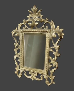 Vintage Rococo Style Metal Brass Frame w/ Beveled Mirror Victorian Decor - Picture 1 of 3