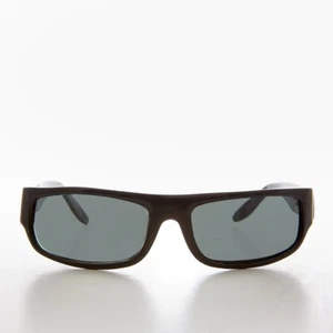 Black Wraparound Rectangular Vintage Sunglasses - Keane - Picture 1 of 3