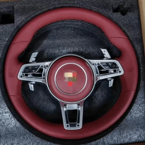 Nuevo Volante Porsche Mancan Panamera Cayenne 911 718 991 ROJO Cuero Completo - Imagen 1 de 4