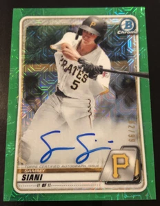 2020 Bowman Chrome SAMMY SIANI Green Mojo Refractor AUTO Rookie #d 62/99 PIRATES - Picture 1 of 2