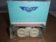 10 Eagle 736 Ivory Bakelite Duplex Flush Receptacle, Vintage NOS 15 Amp 125 Volt
