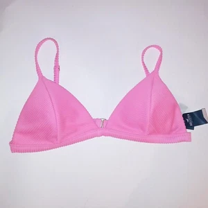 Hollister Swim Bikini Top XL Bubblegum Pink Ribbed Triangle Removable Padding - Picture 1 of 8