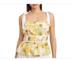 En Saison Women's Torrey Shirred Top - Yellow Com Size XL - Picture 1 of 4
