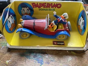 Modello Paperino Paperino Paperino vintage Burago metallo pressofuso in auto danneggiata - Foto 1 di 16