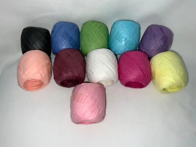 11 Rolls Rafia Ribbon NEW 11 Colors Unused Decor Spring Gift Wrap Crafts Easter - Image 1 of 4