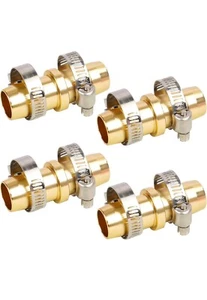 Hourleey Brass Garden Hose Repair kit With Clamps —fits 3/4 “ And 5/8” 4 Pack - Picture 1 of 2
