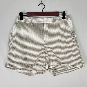 A New Day Damenshorts 6 braun Seersucker mittelhoch gestreift Chino vorne flach - Bild 1 von 14