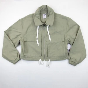 SO Juniors Size M Utility Cropped Windbreaker Jacket Zip Oversized Olive NWT - Picture 1 of 8