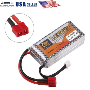 100C LiPo Battery 7.4V 1500mAh 2S with Deans T Plug for RC Car Airplane Drone - Picture 1 of 6