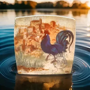 Piatto Gallo Nero Quadrato Decorativo Casa Cipresso 8,5 Pollici - Foto 1 di 6