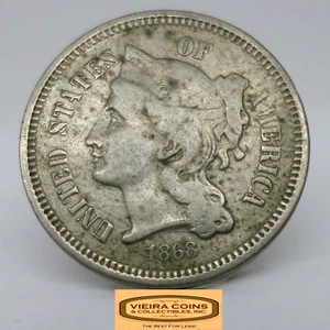 1868 Three-Cent Piece, 3 Cents Nickel - #C33018NQ - Picture 1 of 2