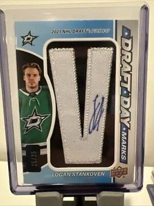 LOGAN STANKOVEN 2024-25 UPPER DECK SP GAME USED DRAFT DAY MARKS AUTO RC #/35 - Picture 1 of 4