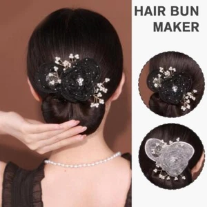 Non-slip Flower Hair Clip Cloth Lazy Hair Curler Hair Bun Maker Women Girls New - Picture 1 of 14