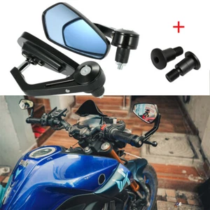 Motorcycle Handle Bar End Mirrors + Adapter for Yamaha MT07 MT09 MT10 FZ07 FZ09 - Picture 1 of 14