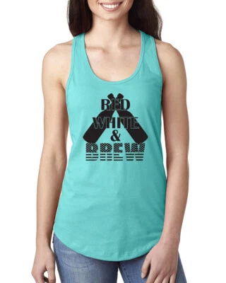 Red White Brew Beer Fireworks Celebrate Star Stripe Women's Tank Fourth of July - Image 1 of 4